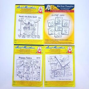 Vtg Aunt Martha Iron Transfers‎ Lot 4 Cottagecore Grandmacore Embroidery Crafts